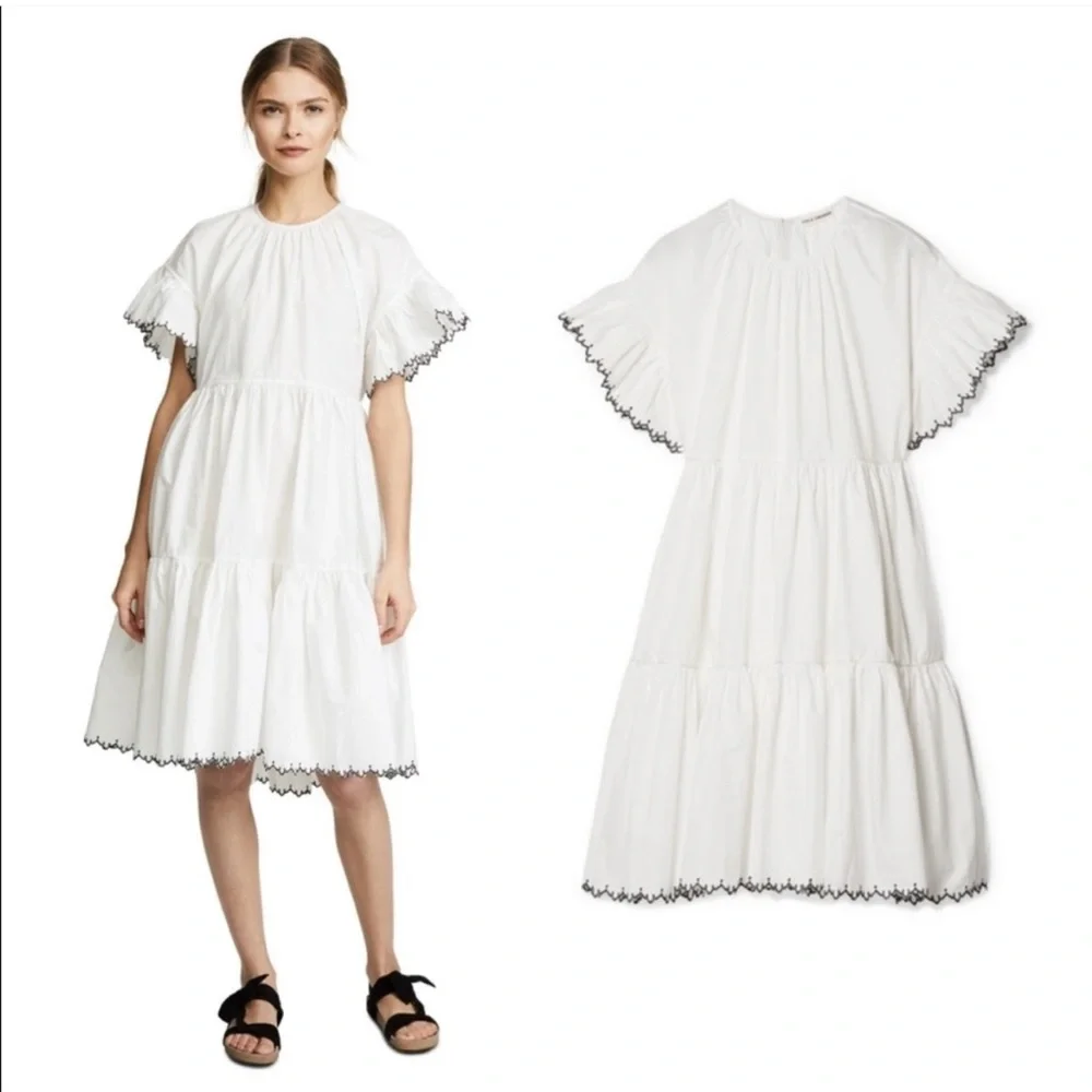 Ulla Johnson Dress Size 8 Rosemarie White Embroidered - Picture 3 of 6